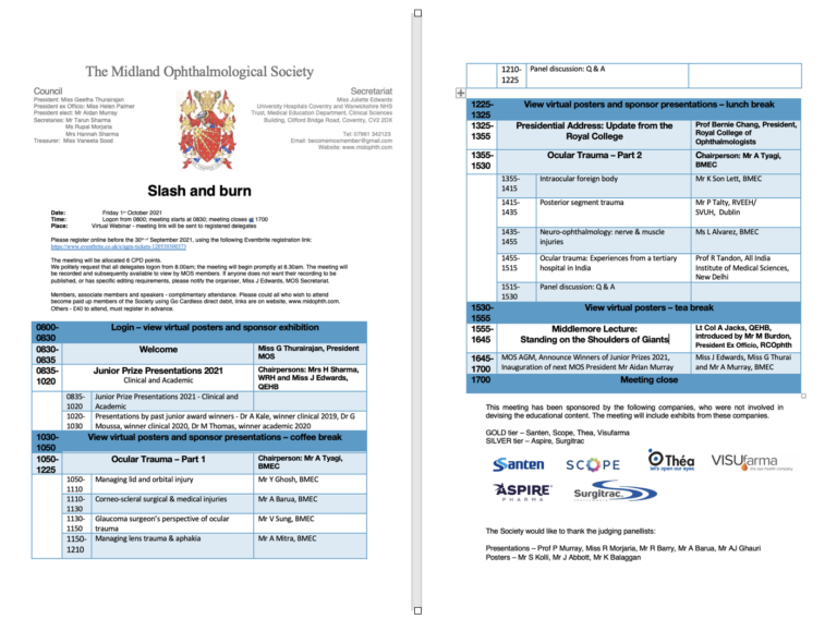 MOS Meeting 1st October 2021: Slash and Burn